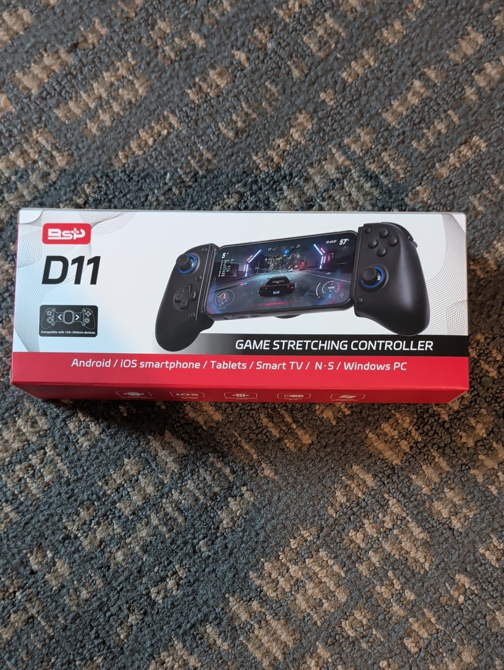 BSP D11 Black Mobile Game Stretching Controller - Compatible with Android & iOS